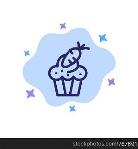 Cake, Cup, Food, Easter, Carrot Blue Icon on Abstract Cloud Background