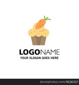Cake, Cup, Food, Easter, Carrot Business Logo Template. Flat Color