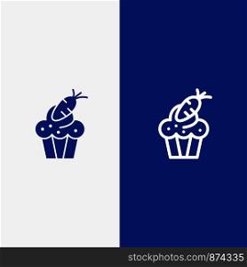 Cake, Cup, Food, Easter, Carrot Line and Glyph Solid icon Blue banner Line and Glyph Solid icon Blue banner