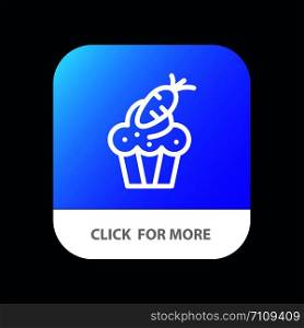 Cake, Cup, Food, Easter, Carrot Mobile App Button. Android and IOS Line Version