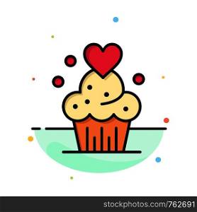 Cake, Cupcake, Muffins, Baked, Sweets Abstract Flat Color Icon Template