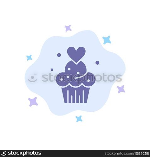 Cake, Cupcake, Muffins, Baked, Sweets Blue Icon on Abstract Cloud Background