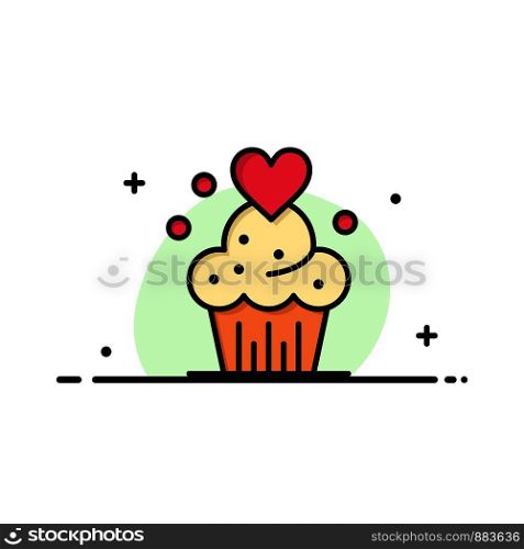 Cake, Cupcake, Muffins, Baked, Sweets Business Flat Line Filled Icon Vector Banner Template