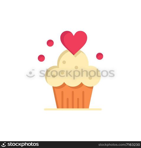 Cake, Cupcake, Muffins, Baked, Sweets Flat Color Icon. Vector icon banner Template