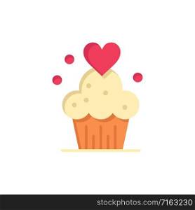 Cake, Cupcake, Muffins, Baked, Sweets Flat Color Icon. Vector icon banner Template