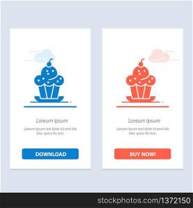 Cake, Dessert, Muffin, Sweet, Thanksgiving Blue and Red Download and Buy Now web Widget Card Template