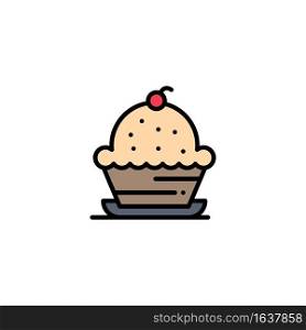 Cake, Dessert, Muffin, Sweet, Thanksgiving Business Logo Template. Flat Color