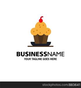 Cake, Dessert, Muffin, Sweet, Thanksgiving Business Logo Template. Flat Color