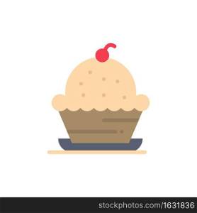 Cake, Dessert, Muffin, Sweet, Thanksgiving  Flat Color Icon. Vector icon banner Template