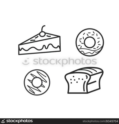 cake,donuts,and bread line icon vector element concept design template web