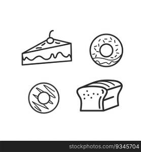 cake,donuts,and bread line icon vector element concept design template web