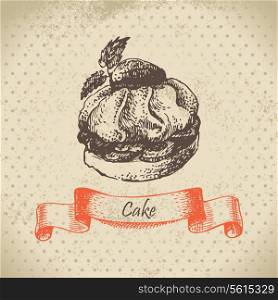 Cake. Hand drawn illustration