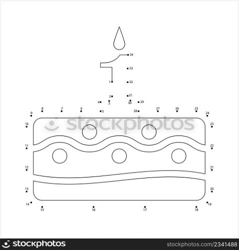 Cake Icon Connect The Dots, Food Icon, Baked Sweet Food Vector Art Illustration, Puzzle Game Containing A Sequence Of Numbered Dots