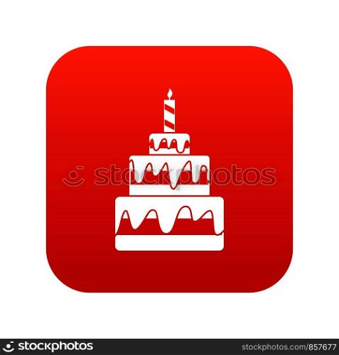 Cake icon digital red for any design isolated on white vector illustration. Cake icon digital red