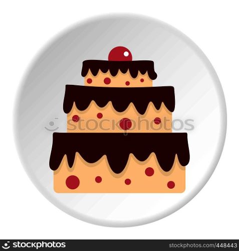 Cake icon in flat circle isolated vector illustration for web. Cake icon circle