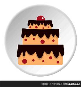 Cake icon in flat circle isolated vector illustration for web. Cake icon circle