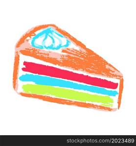 Cake. Icon in hand draw style. Drawing with wax crayons, colored chalk, children&rsquo;s creativity. Vector. Icon in hand draw style. Drawing with wax crayons, children&rsquo;s creativity