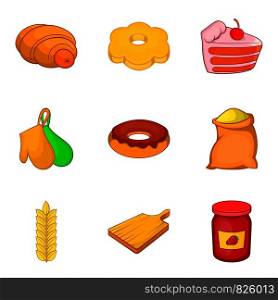 Cake icons set. Cartoon set of 9 cake vector icons for web isolated on white background. Cake icons set, cartoon style