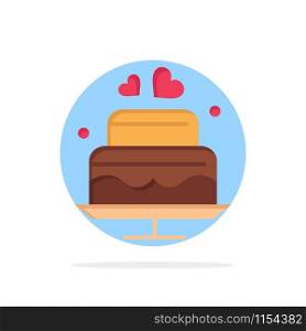 Cake, Love, Heart, Wedding Abstract Circle Background Flat color Icon