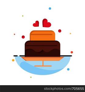 Cake, Love, Heart, Wedding Abstract Flat Color Icon Template