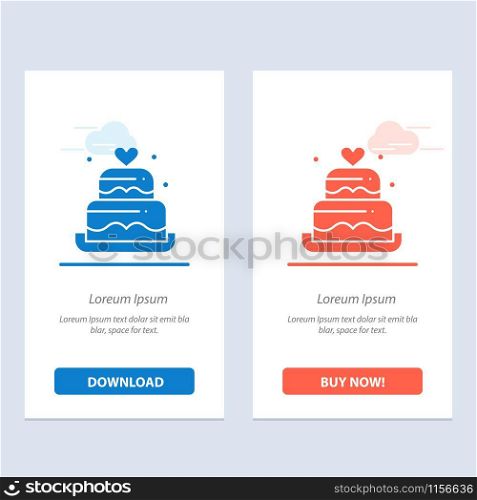 Cake, Love, Heart, Wedding Blue and Red Download and Buy Now web Widget Card Template
