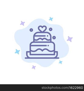 Cake, Love, Heart, Wedding Blue Icon on Abstract Cloud Background