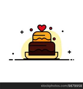 Cake, Love, Heart, Wedding Business Logo Template. Flat Color