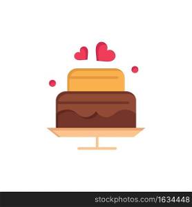 Cake, Love, Heart, Wedding  Flat Color Icon. Vector icon banner Template