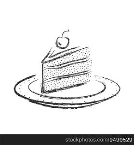 Cake on a plate. Vector drawing - Vector illustration. Cake on a plate. Vector drawing - Vector