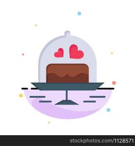 Cake, Plate, Wedding, Love Abstract Flat Color Icon Template