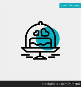 Cake, Plate, Wedding, Love turquoise highlight circle point Vector icon