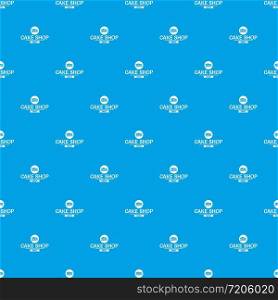 Cake shop pattern vector seamless blue repeat for any use. Cake shop pattern vector seamless blue