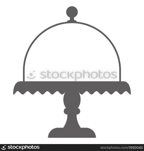 Cake stand with lid in flat icon style. Empty tray for fruit and desserts. Vector illustration.