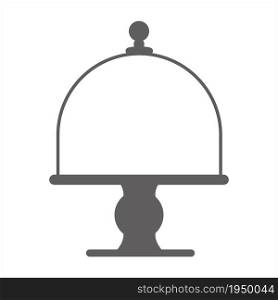 Cake stand with lid in flat icon style. Empty tray for fruit and desserts. Vector illustration.