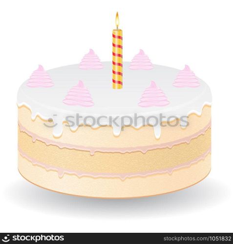 cake with burning candles vector illustration isolated on white background