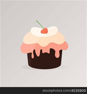 Cake with cherries. Vector illustration