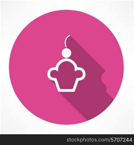 cake with cherry Icon Flat modern style vector illustration