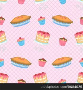 cakes and pie seamless pattern