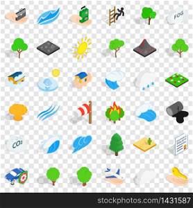 Calamity icons set. Isometric style of 36 calamity vector icons for web for any design. Calamity icons set, isometric style