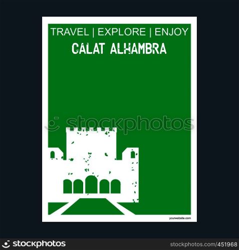 Calat Alhambra Andalusiaa?Z, Spain monument landmark brochure Flat style and typography vector