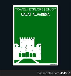 Calat Alhambra Andalusiaa?Z, Spain monument landmark brochure Flat style and typography vector