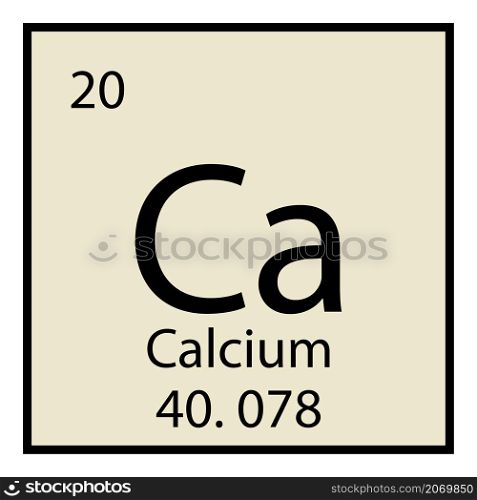 Calcium chemical icon. Isolated sign. Periodic table symbol. Light gray background. Vector illustration. Stock image. EPS 10.. Calcium chemical icon. Isolated sign. Periodic table symbol. Light gray background. Vector illustration. Stock image.