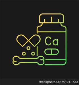 Calcium supplements gradient vector icon for dark theme. Complementary medication for vegans and lactose intolerant. Thin line color symbol. Modern style pictogram. Vector isolated outline drawing. Calcium supplements gradient vector icon for dark theme