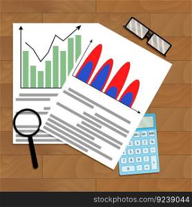 Calculate business growth forecast. Vector forecast business analysis, illustration of forecast finance business plan. Calculate business growth forecast