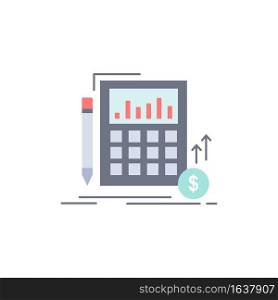 Calculation, data, financial, investment, market Flat Color Icon Vector