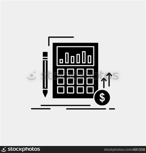 Calculation, data, financial, investment, market Glyph Icon. Vector isolated illustration. Vector EPS10 Abstract Template background