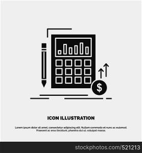 Calculation, data, financial, investment, market Icon. glyph vector gray symbol for UI and UX, website or mobile application. Vector EPS10 Abstract Template background