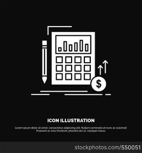 Calculation, data, financial, investment, market Icon. glyph vector symbol for UI and UX, website or mobile application. Vector EPS10 Abstract Template background