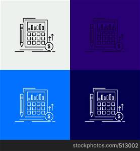 Calculation, data, financial, investment, market Icon Over Various Background. Line style design, designed for web and app. Eps 10 vector illustration. Vector EPS10 Abstract Template background