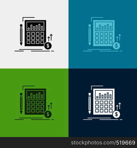 Calculation, data, financial, investment, market Icon Over Various Background. glyph style design, designed for web and app. Eps 10 vector illustration. Vector EPS10 Abstract Template background